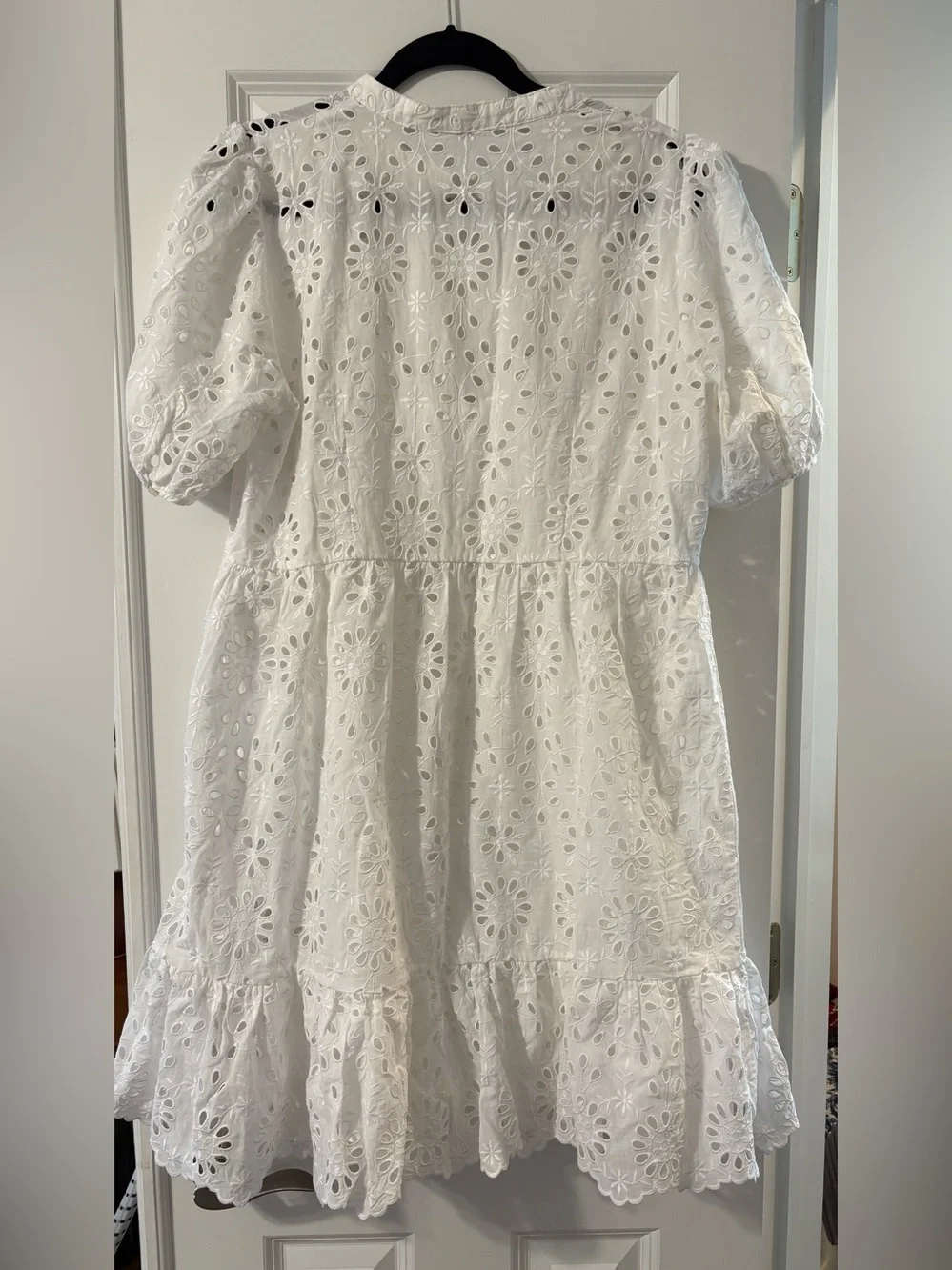 J. Crew White Eyelet Tiered Cotton Dress - Size 14